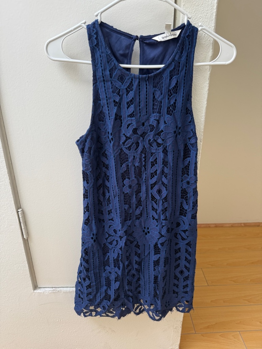 Speechless Navy Crochet Lace Mini Dress